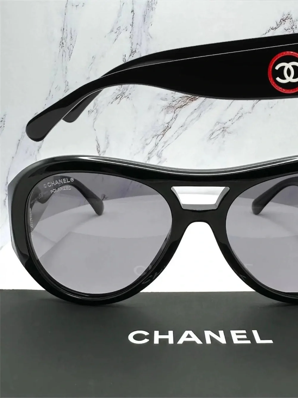 CHANEL 5508-A Black Oversized Pilot Sunglasses 56-18-140